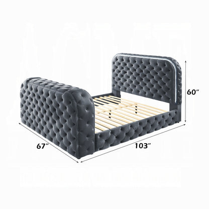 ReForm Creative Home Tagus Smart Platform Bed with LED/ Fireplace/ TV Stand - Grey Free Delivery USA & Canada