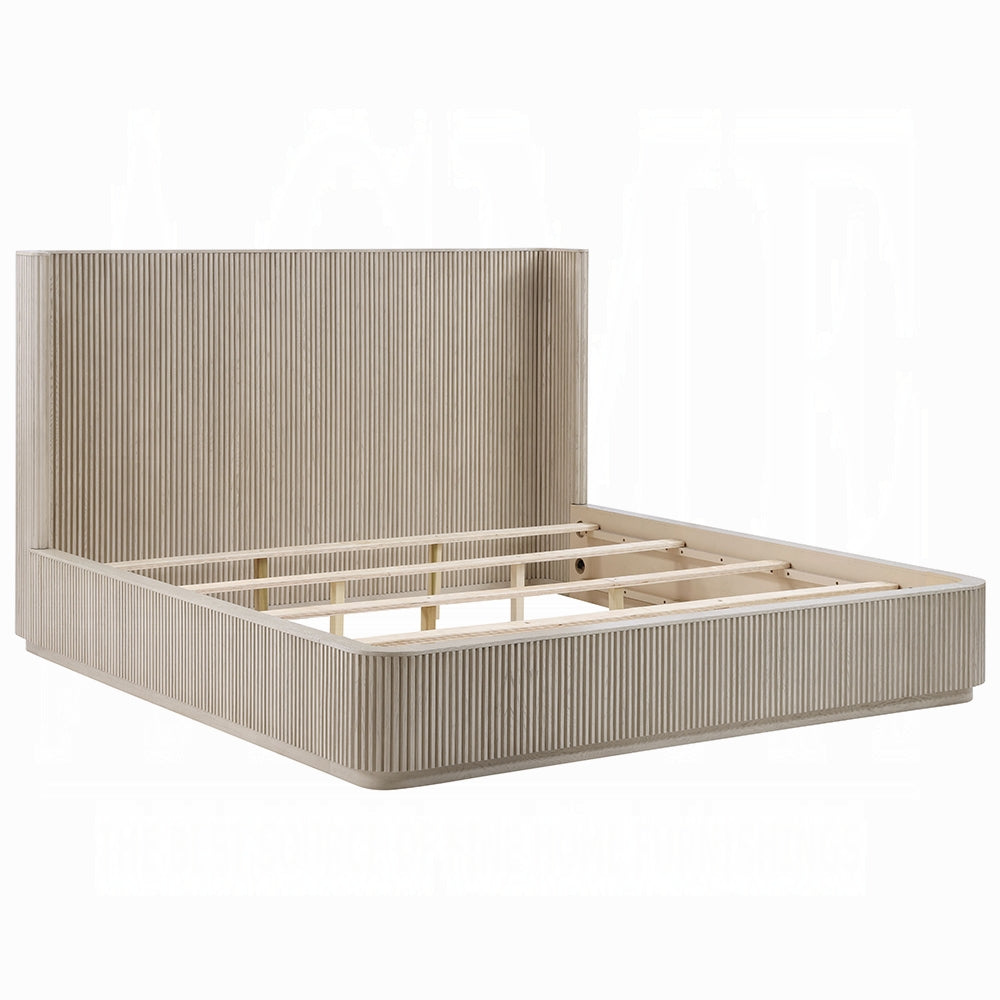 ReForm Creative Home Chianti Luxury Chanel Detail Bed - Light Oak Free Delivery USA & Canada