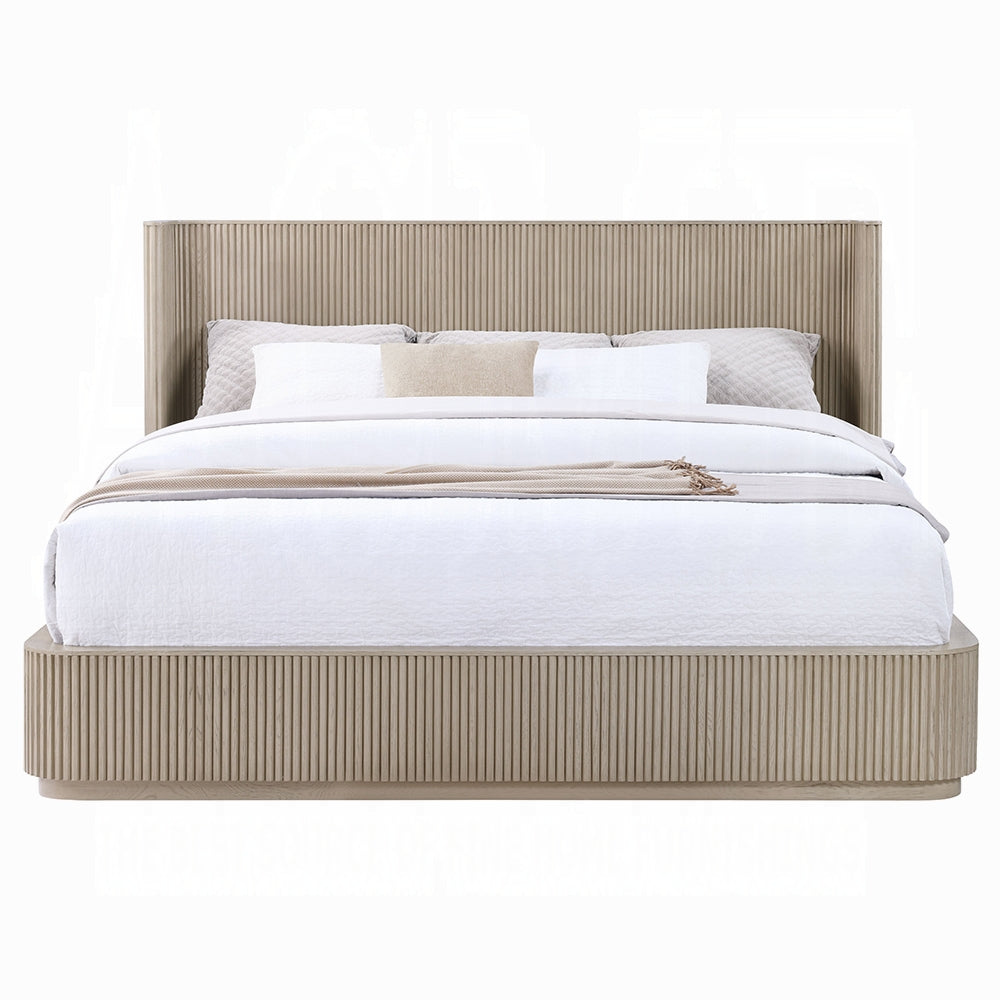 ReForm Creative Home Chianti Luxury Chanel Detail Bed - Light Oak Free Delivery USA & Canada