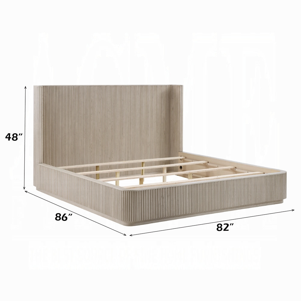 ReForm Creative Home Chianti Luxury Chanel Detail Bed - Light Oak Free Delivery USA & Canada