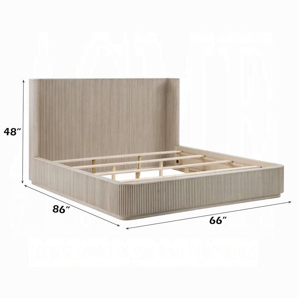 ReForm Creative Home Chianti Luxury Chanel Detail Bed - Light Oak Free Delivery USA & Canada