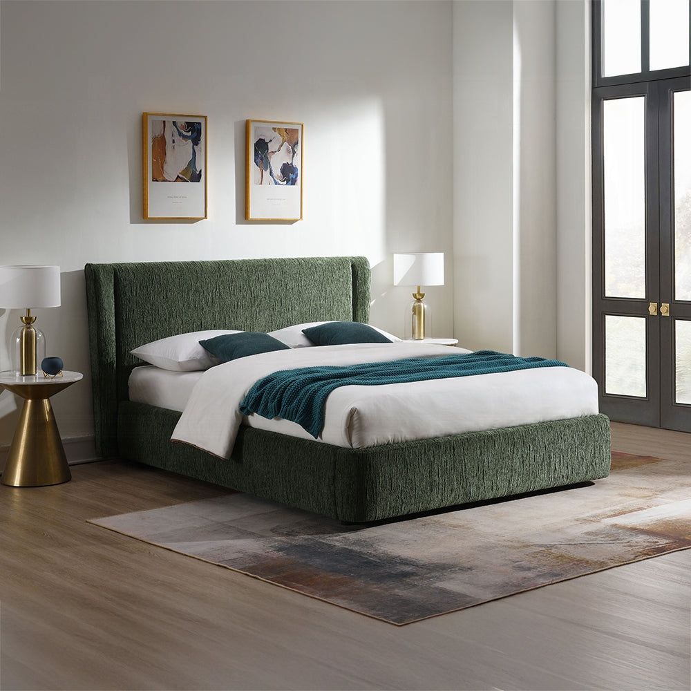 ReForm Creative Home Purus Upholstered Platform Bed - Moss Green Free Delivery USA & Canada