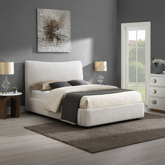 ReForm Creative Home Tocan Upholstered Platform Bed - Beige Free Delivery USA & Canada