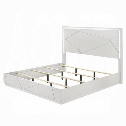 ReForm Creative Home Pearl High Gloss LED Headboard Bed - White Free Delivery USA & Canada