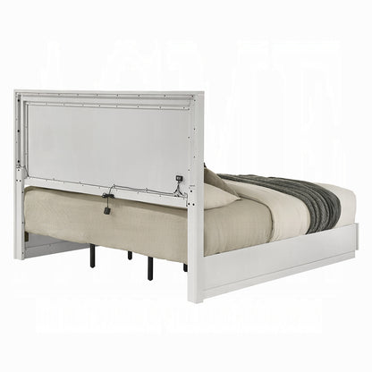 ReForm Creative Home Pearl High Gloss LED Headboard Bed - White Free Delivery USA & Canada