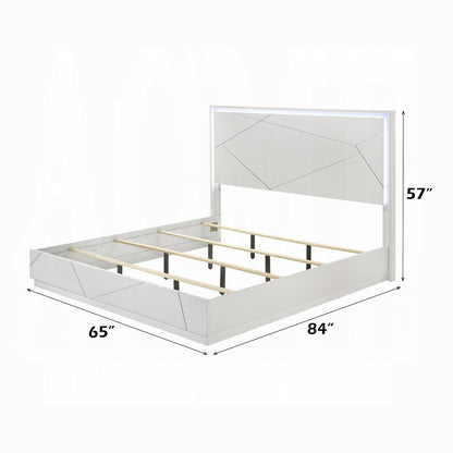 ReForm Creative Home Pearl High Gloss LED Headboard Bed - White Free Delivery USA & Canada