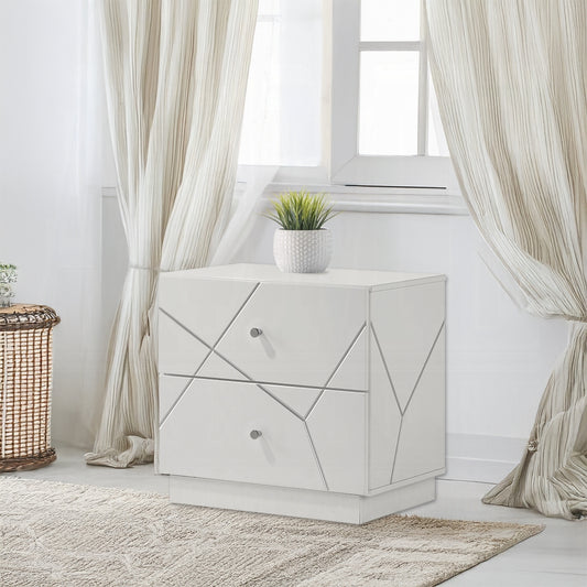 Pearl High Gloss Storage Nightstand - White