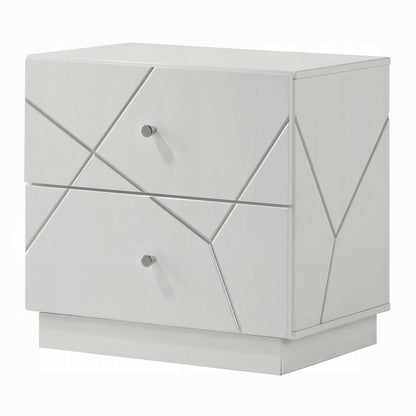 Table de chevet de rangement Pearl ultra-brillante - Blanc