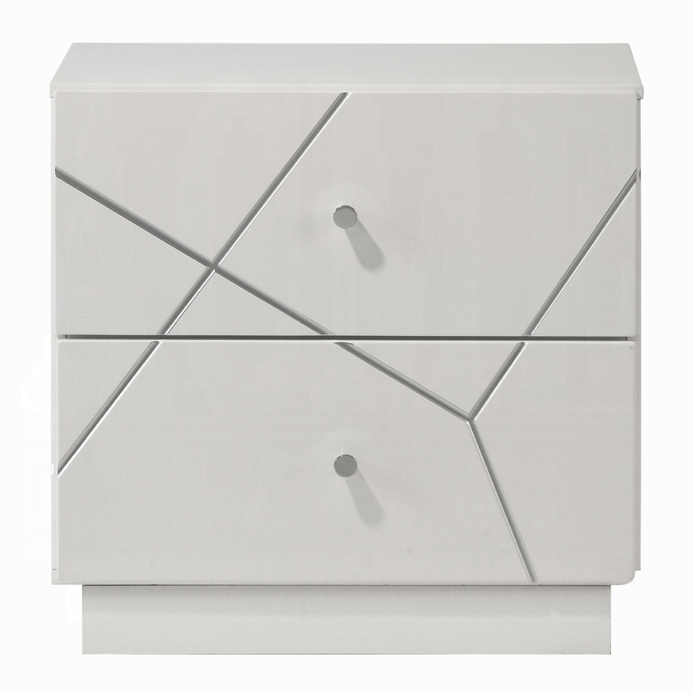 Pearl High Gloss Storage Nightstand - White