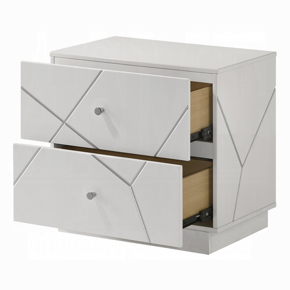 Pearl High Gloss Storage Nightstand - White