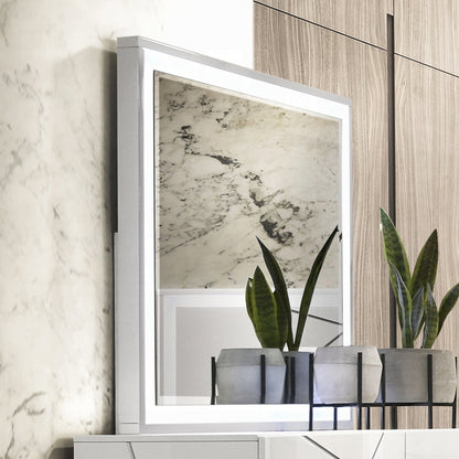 Pearl High Gloss LED Dresser Mirror - White
