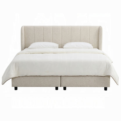 Moni Upholstered Lift Storage Queen Bed - Beige
