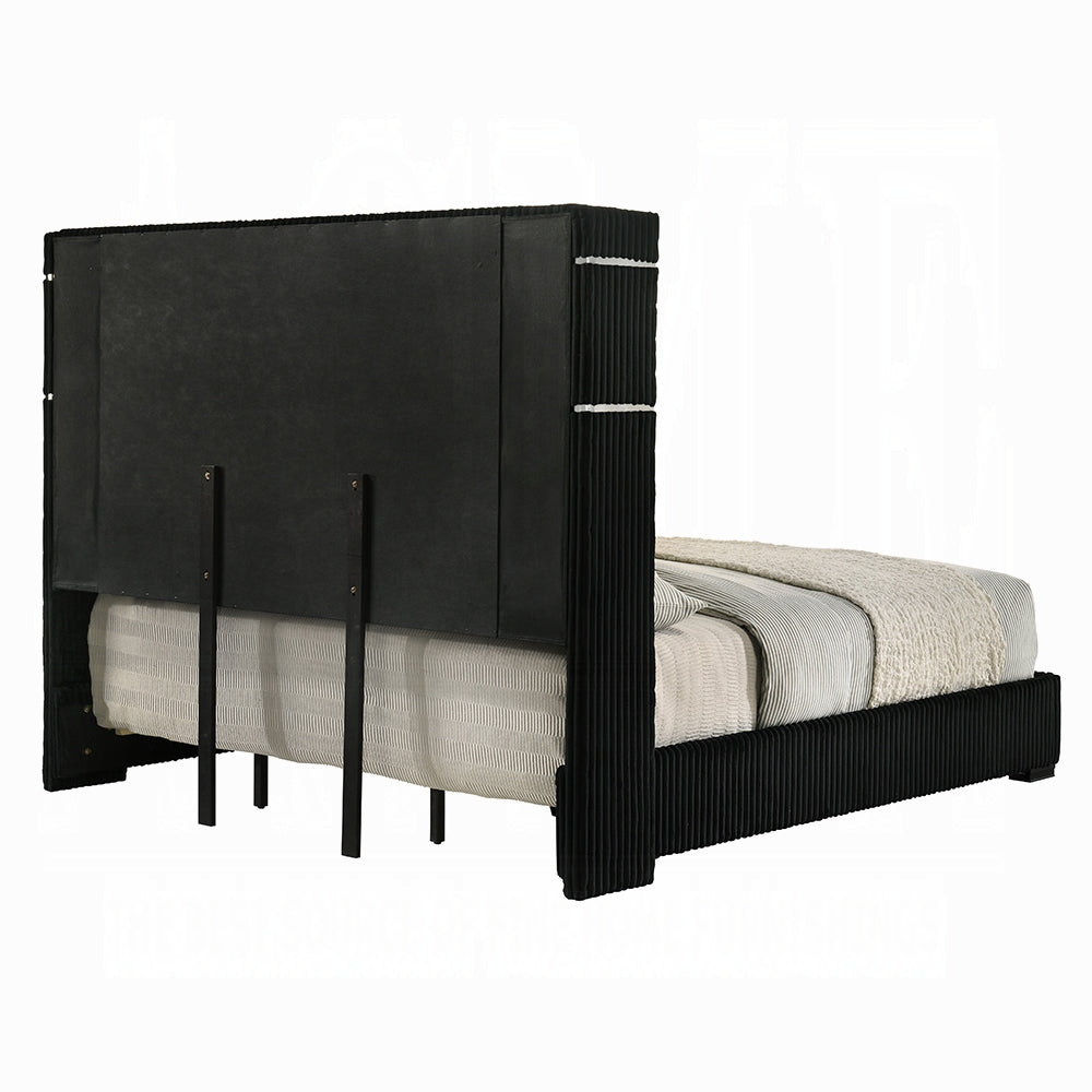 ReForm Creative Home Obsidian Smart Platform Bed with LED/ Fireplace/Reading Light/Speaker/Bluetooth/USB - Black Free Delivery USA & Canada