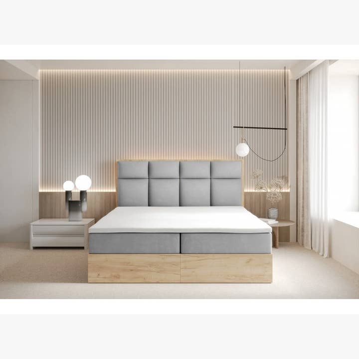 ReForm Creative Home Selva Upholstered Lift Storage Platform Bed - Grey Free Delivery USA & Canada