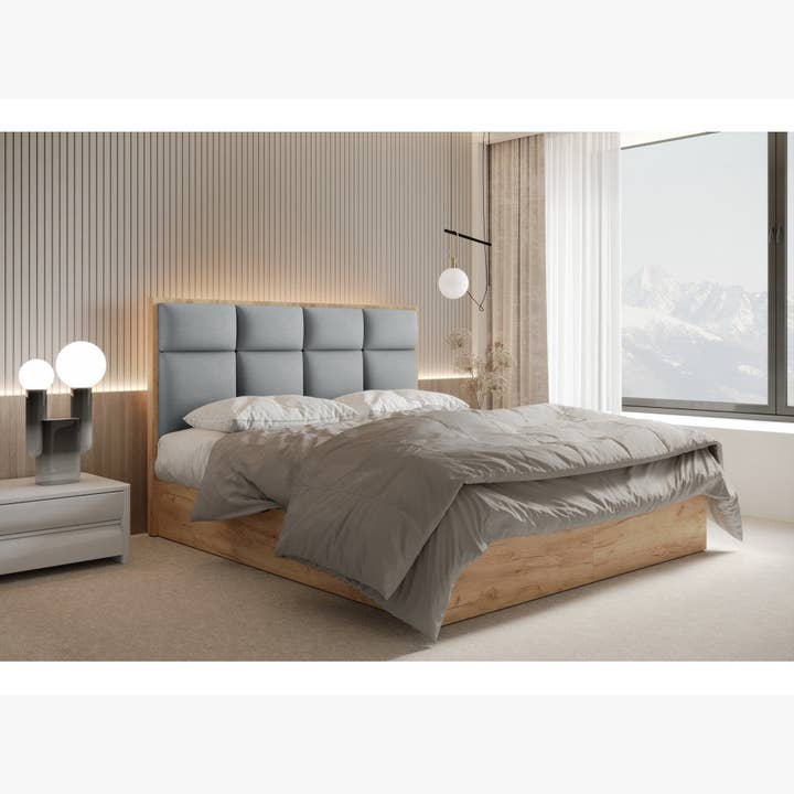 ReForm Creative Home Selva Upholstered Lift Storage Platform Bed - Grey Free Delivery USA & Canada
