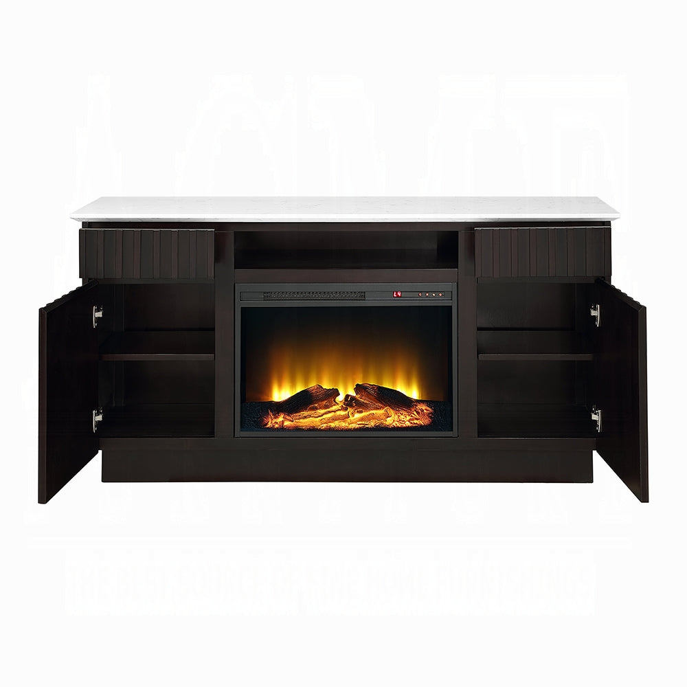 Nocturne Faux Marble Server/Fireplace - Espresso