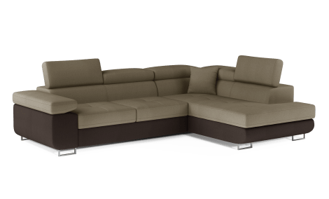 Anton Two-Tone Storage Sleeper Sectional Sofa - Beige/Dark Brown