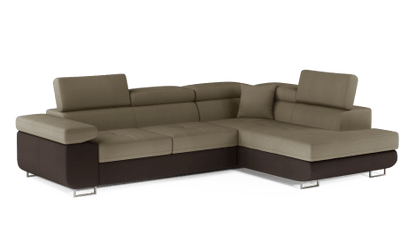 Anton Two-Tone Storage Sleeper Sectional Sofa - Beige/Dark Brown