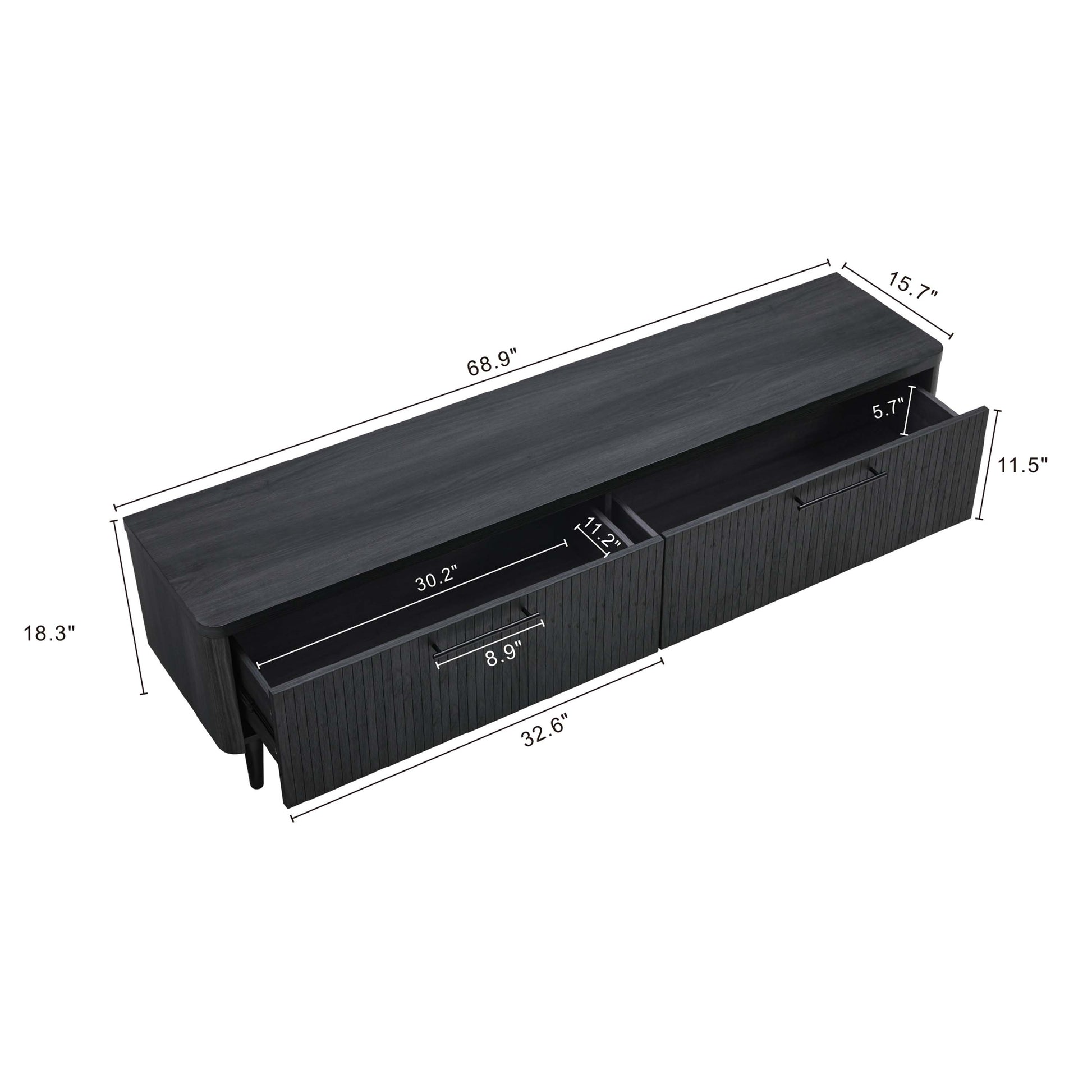 ReForm Creative Home-Tempo 69" Fluted TV Stand with 2 Drawers - Multiple Color Options