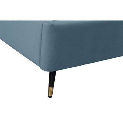 ReForm Creative Home Gallagher Upholstered Velvet Platform Bed - Blue Free Delivery USA & Canada