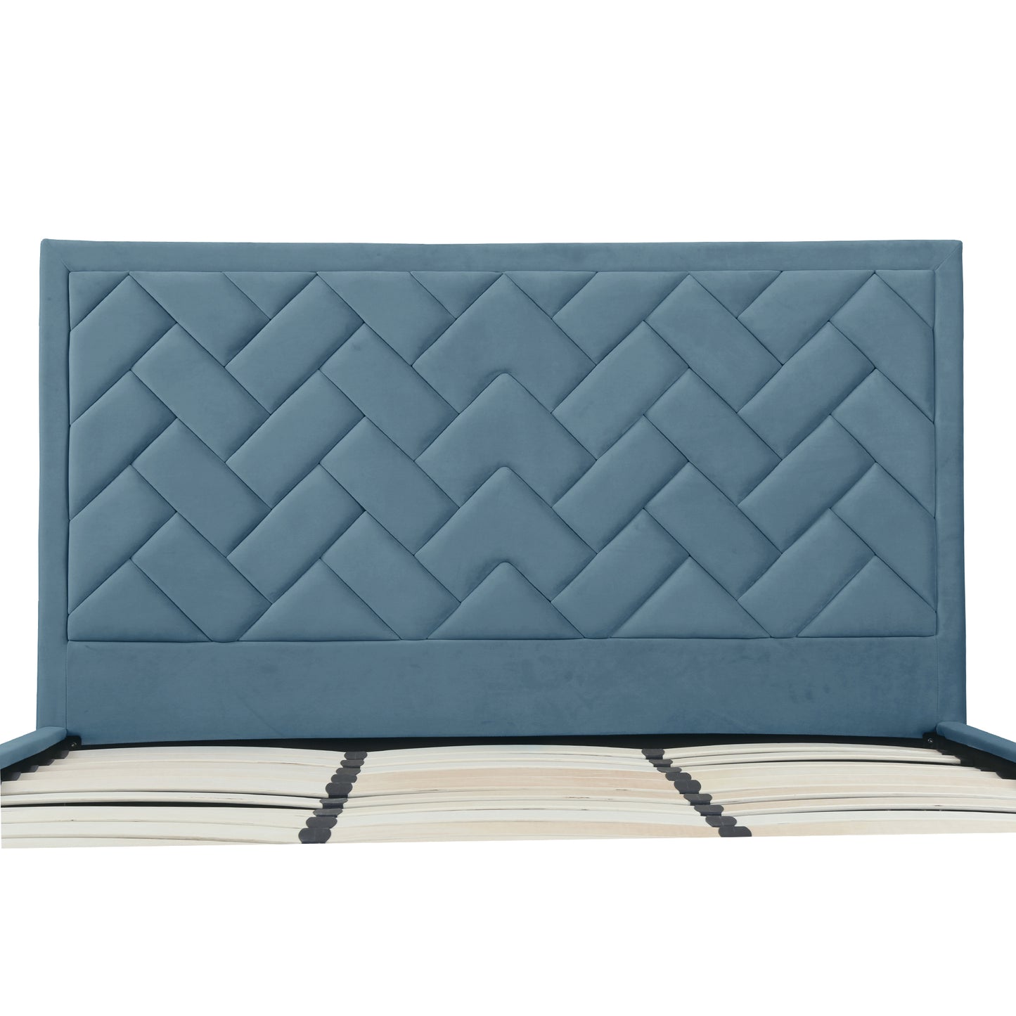 ReForm Creative Home Gallagher Upholstered Velvet Platform Bed - Blue Free Delivery USA & Canada