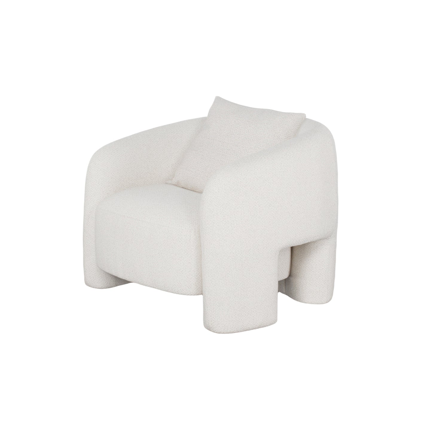 Chloe Pine Wood Tweed Accent Chair - Cream