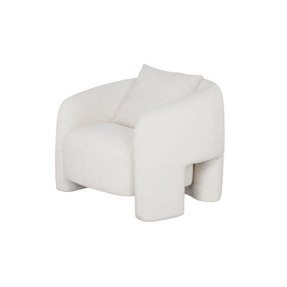 Chloe Pine Wood Tweed Accent Chair - Cream