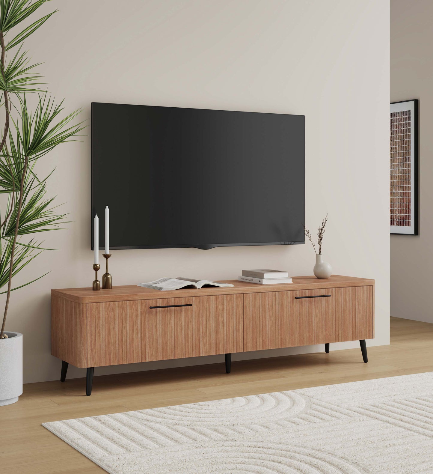 ReForm Creative Home-Tempo 69" Fluted TV Stand with 2 Drawers - Multiple Color Options