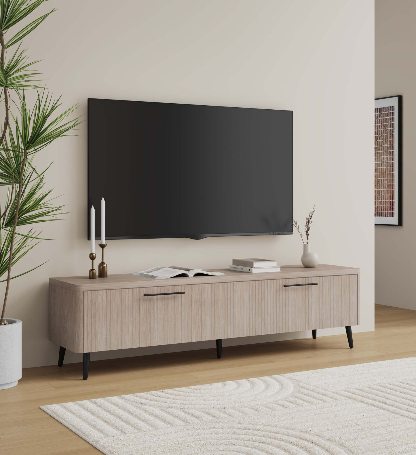 ReForm Creative Home-Tempo 69" Fluted TV Stand with 2 Drawers - Multiple Color Options