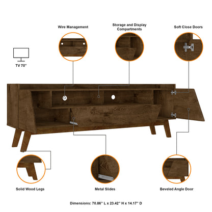 Malmo Modern 70.8" TV Stand with 2 Drawers - Rustic Brown