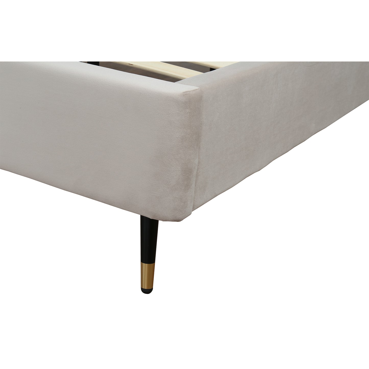 ReForm Creative Home Gallagher Upholstered Velvet Platform Bed - Greige Free Delivery USA & Canada