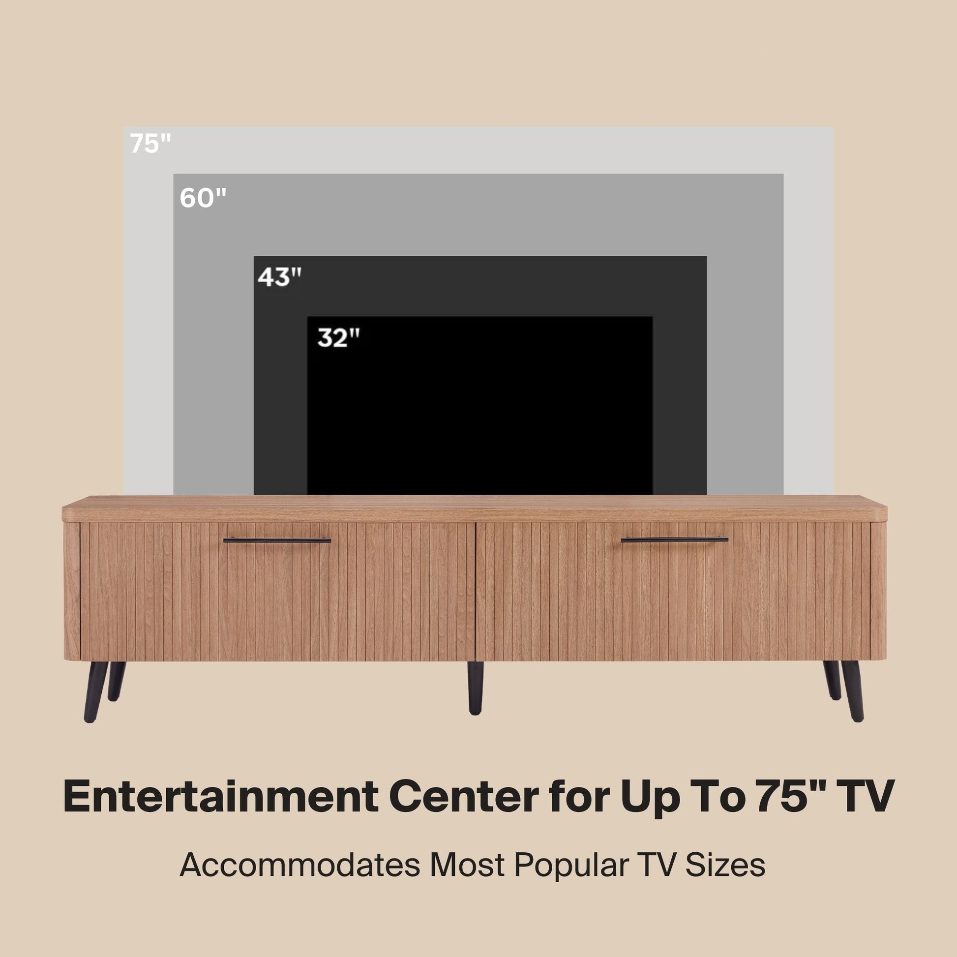ReForm Creative Home-Tempo 69" Fluted TV Stand with 2 Drawers - Multiple Color Options