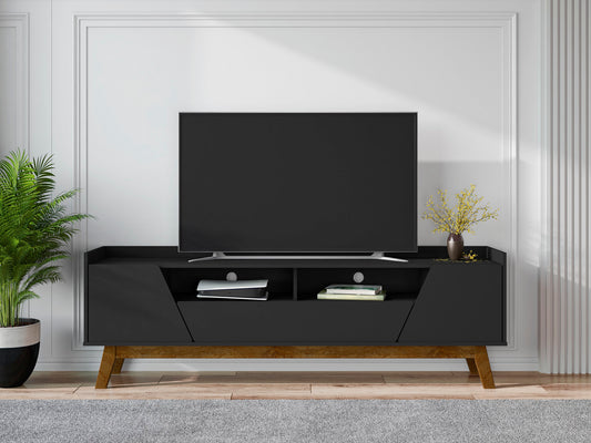 Malmo Modern 70.8" TV Stand with 2 Drawers - Black/Brown