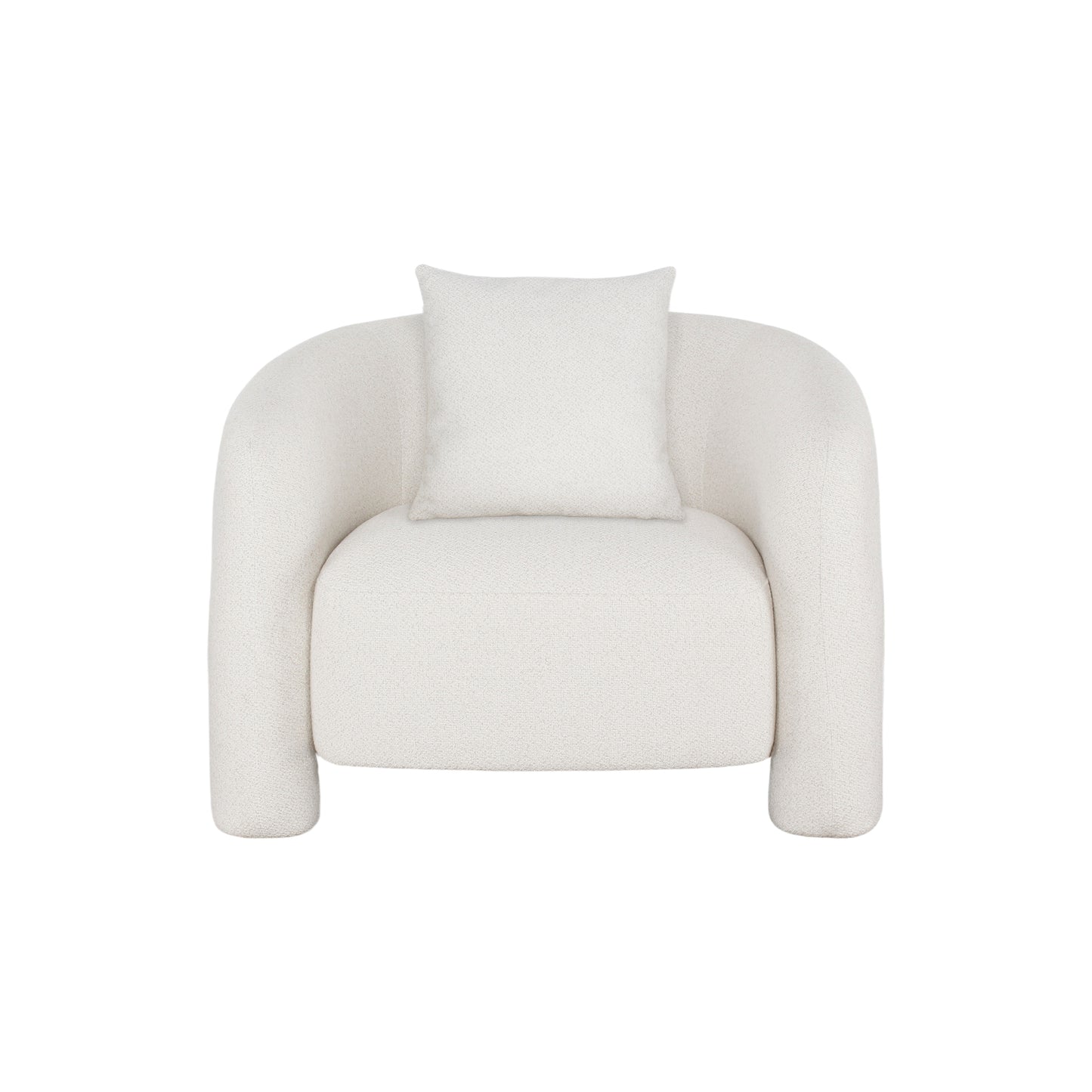 Chloe Pine Wood Tweed Accent Chair - Cream