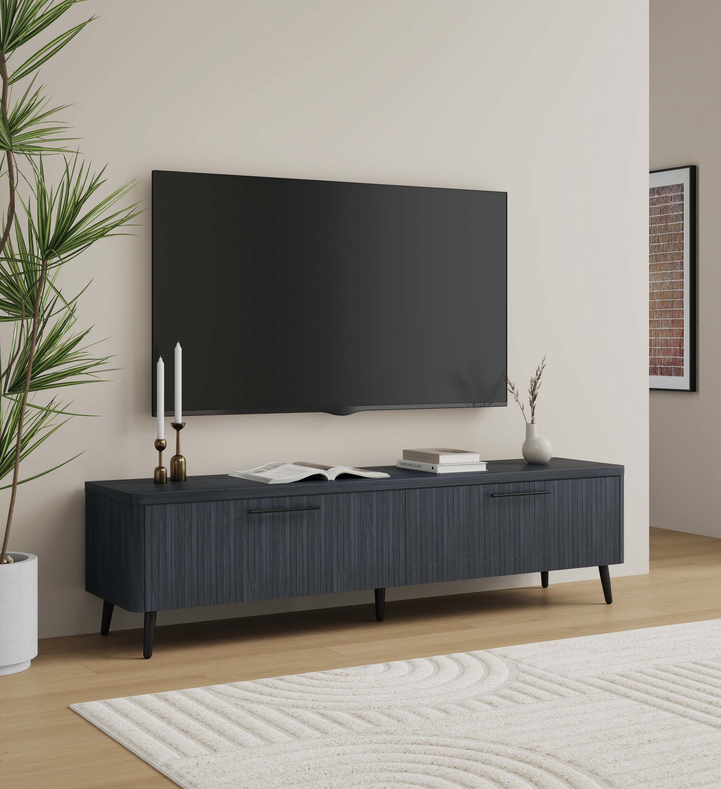ReForm Creative Home-Tempo 69" Fluted TV Stand with 2 Drawers - Multiple Color Options