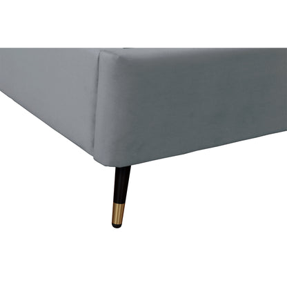ReForm Creative Home Gallagher Upholstered Velvet Platform Bed - Grey Free Delivery USA & Canada