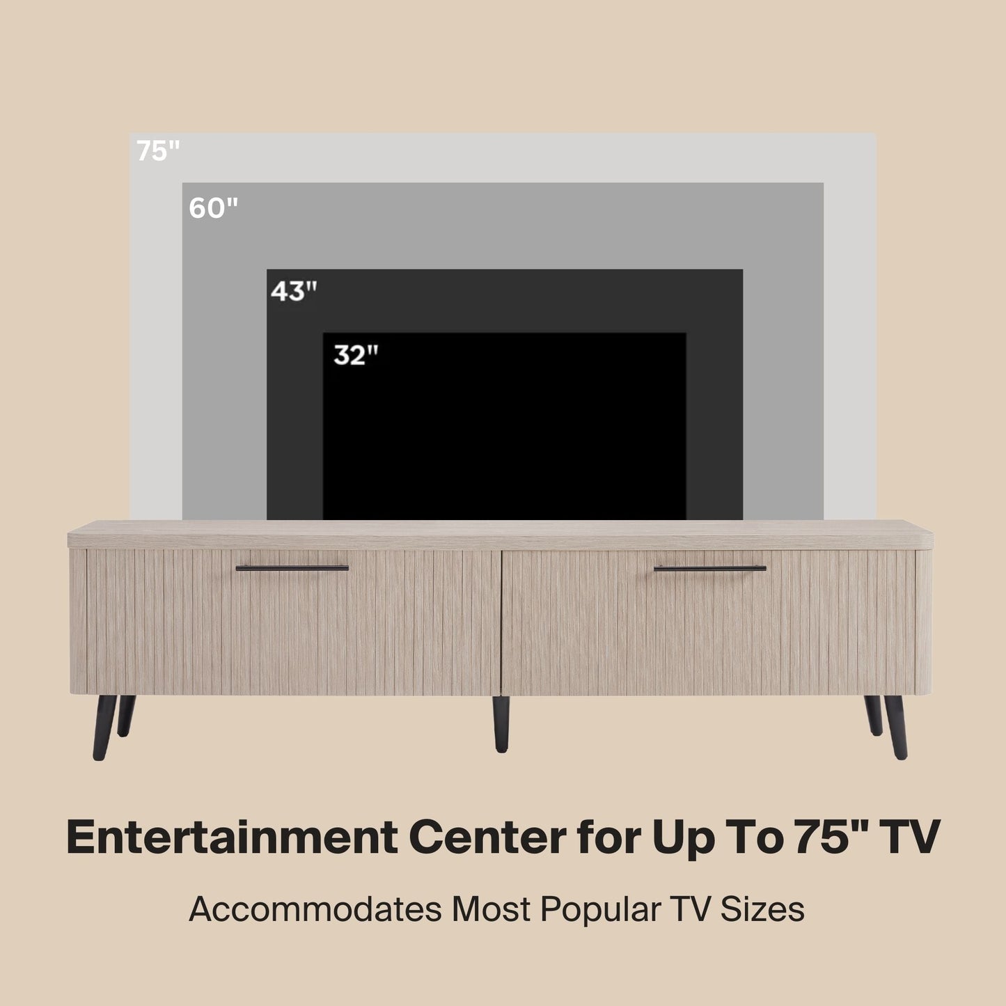 ReForm Creative Home-Tempo 69" Fluted TV Stand with 2 Drawers - Multiple Color Options