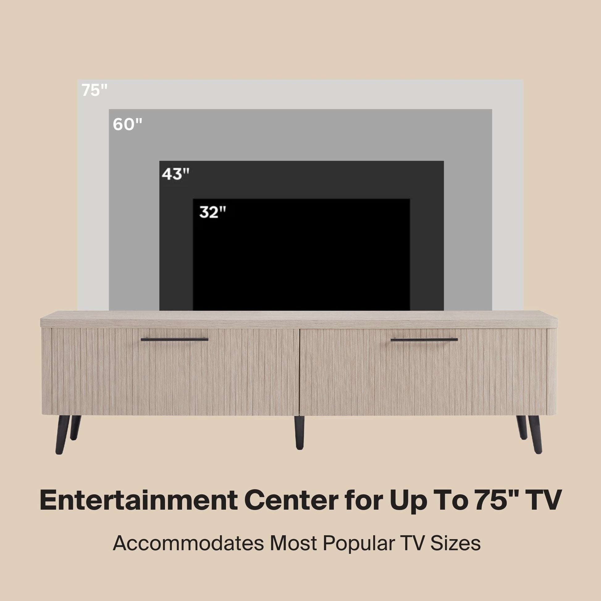 ReForm Creative Home-Tempo 69" Fluted TV Stand with 2 Drawers - Multiple Color Options