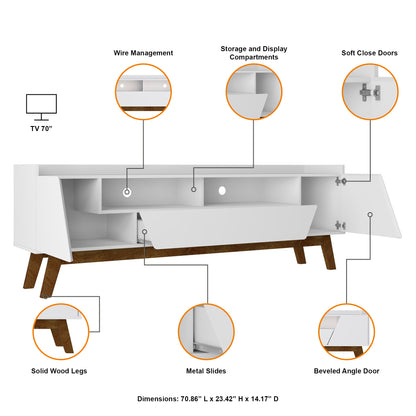 Malmo Modern 70.8" TV Stand with 2 Drawers - White/Brown