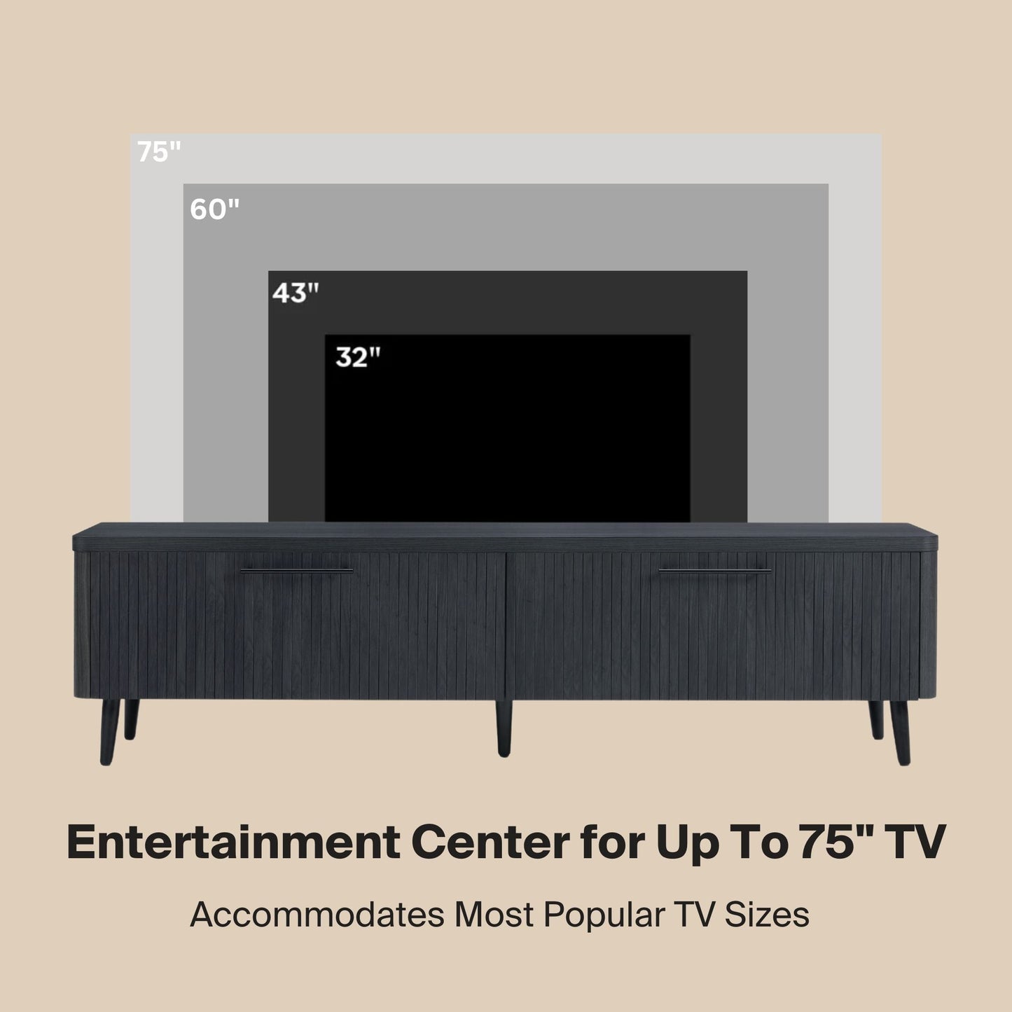 ReForm Creative Home-Tempo 69" Fluted TV Stand with 2 Drawers - Multiple Color Options