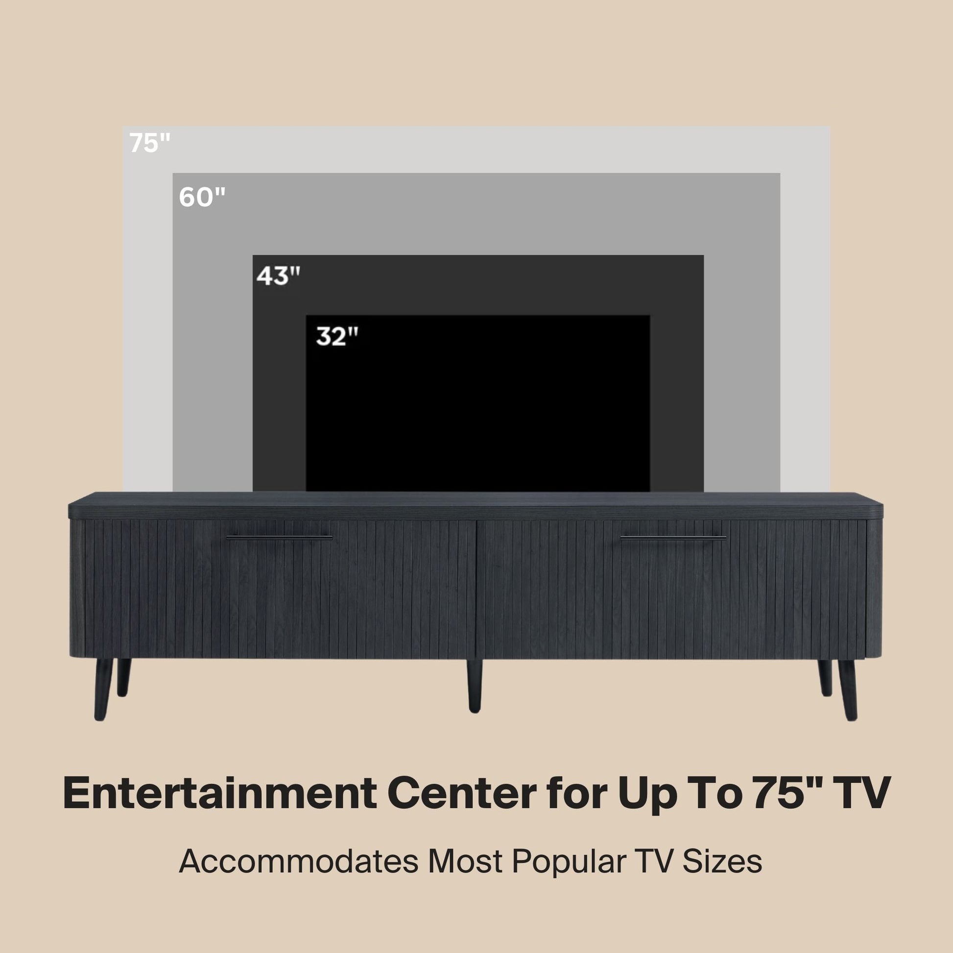 ReForm Creative Home-Tempo 69" Fluted TV Stand with 2 Drawers - Multiple Color Options