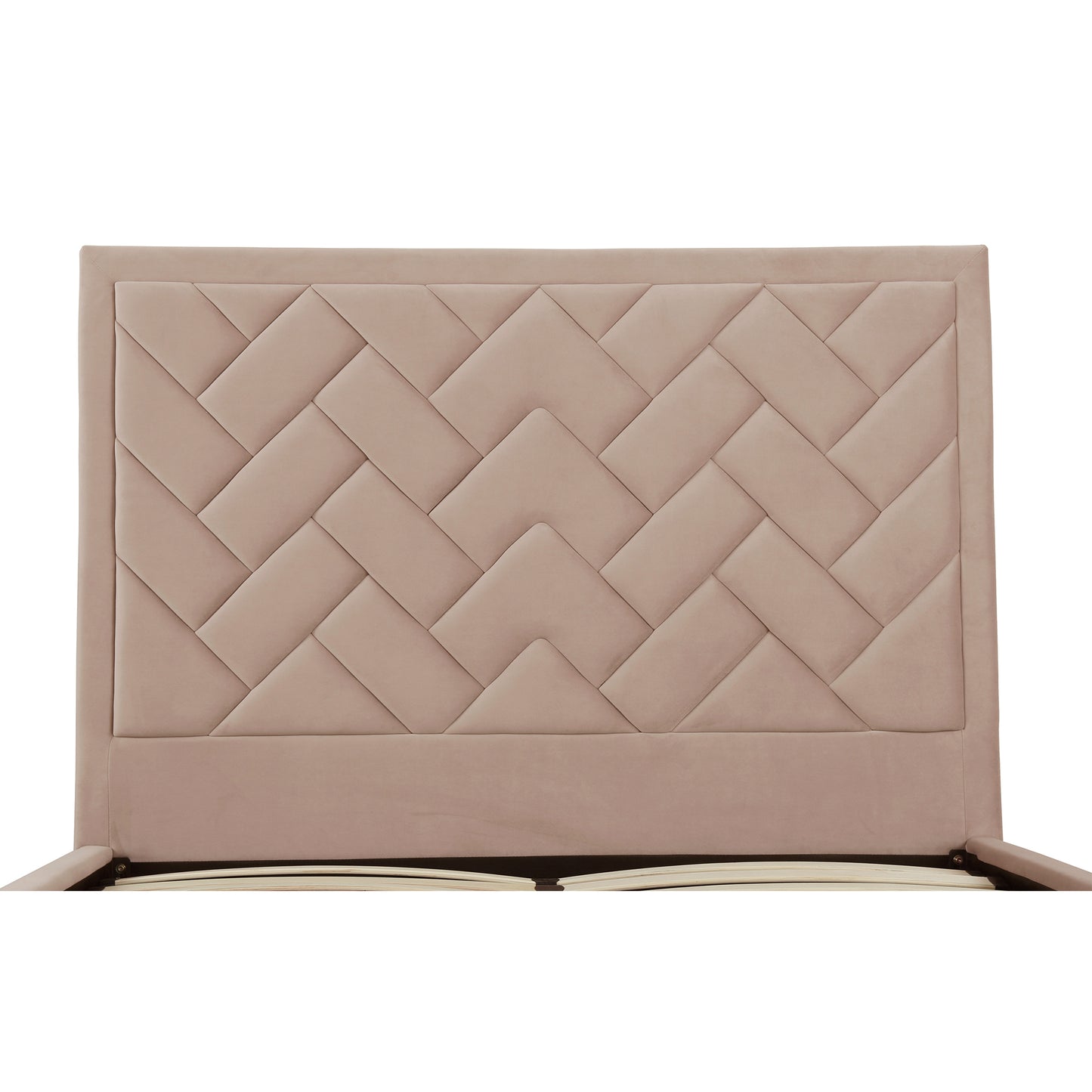 ReForm Creative Home Gallagher Upholstered Velvet Platform Queen Bed - Nude Beige Free Delivery USA & Canada