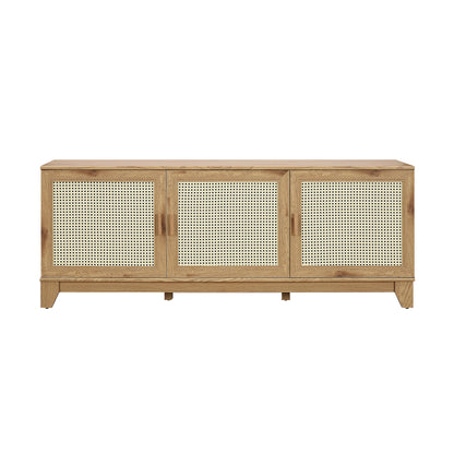 Drift 63" Faux Cane Storage TV Stand - Multiple Color Options