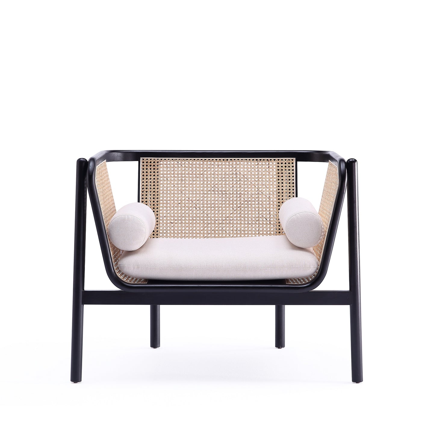 Tulum Natural Cane Accent Chair - Black/Cream
