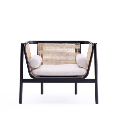 Tulum Natural Cane Accent Chair - Black/Cream