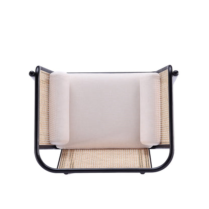 Tulum Natural Cane Accent Chair - Black/Cream