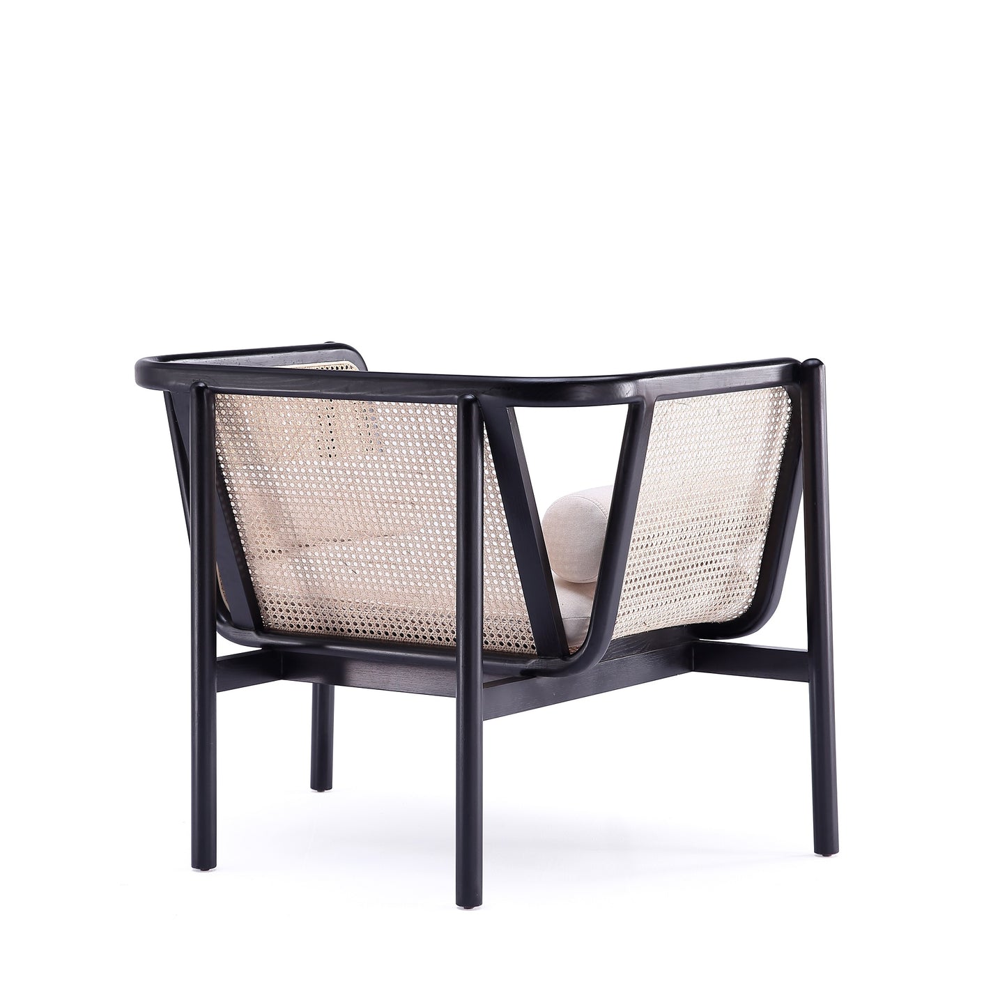 Tulum Natural Cane Accent Chair - Black/Cream