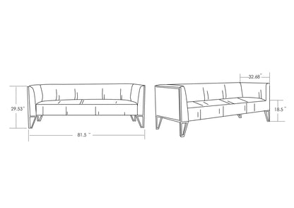 Vector 3-Seater Sofa - Grey/Gold