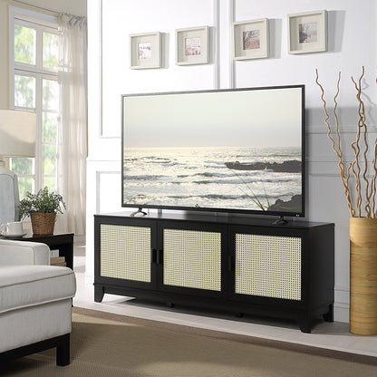 Drift 63" Faux Cane Storage TV Stand - Multiple Color Options