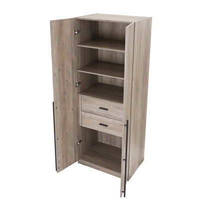 Genoa Modern 2-Piece Freestanding Wardrobe - Rustic Grey